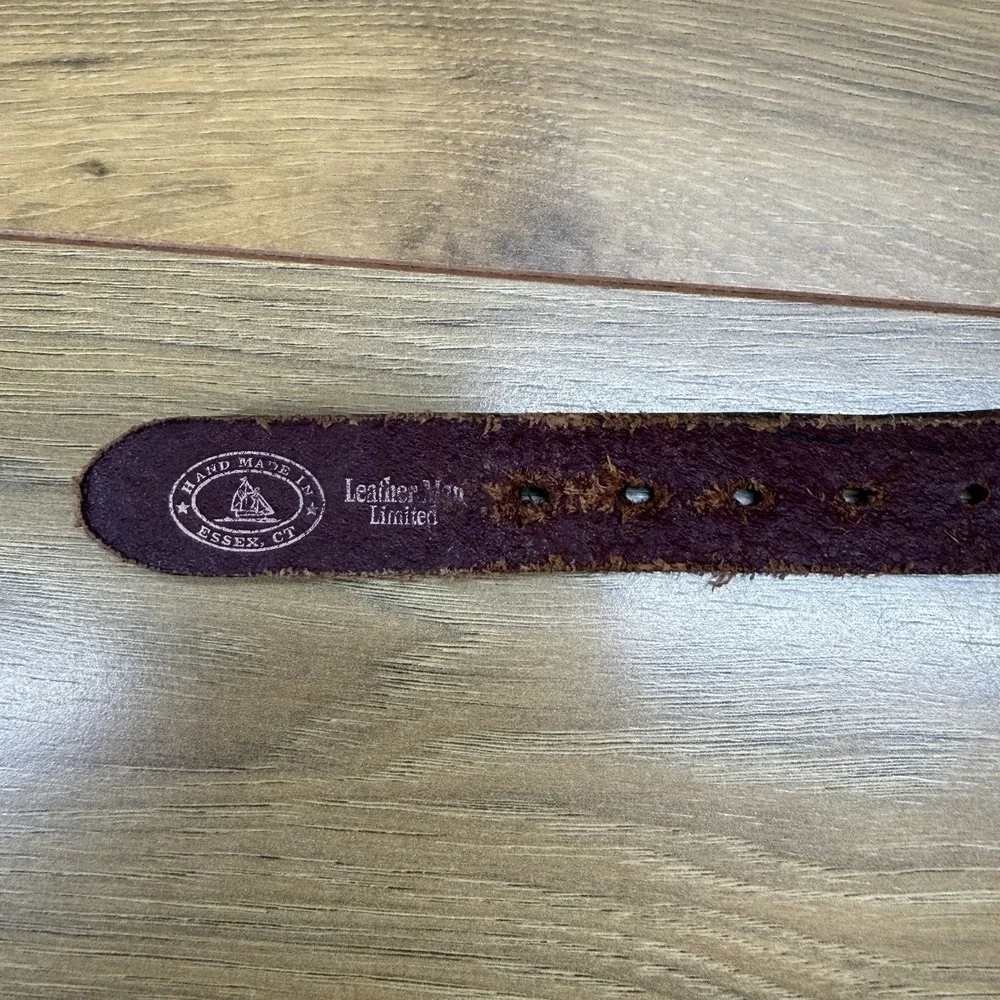 Leather Man Limited Belt Size 46 Brown Leather with‎ Flag Pattern